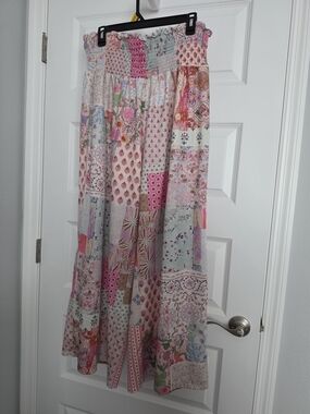 SHEIN Pink Multi Patchwork Maxi Skirt